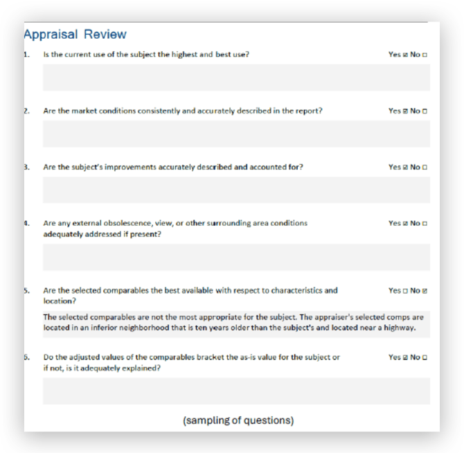 Appraisal Review Questionnaire